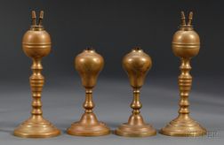 Two Pair of Brass Table Lamps